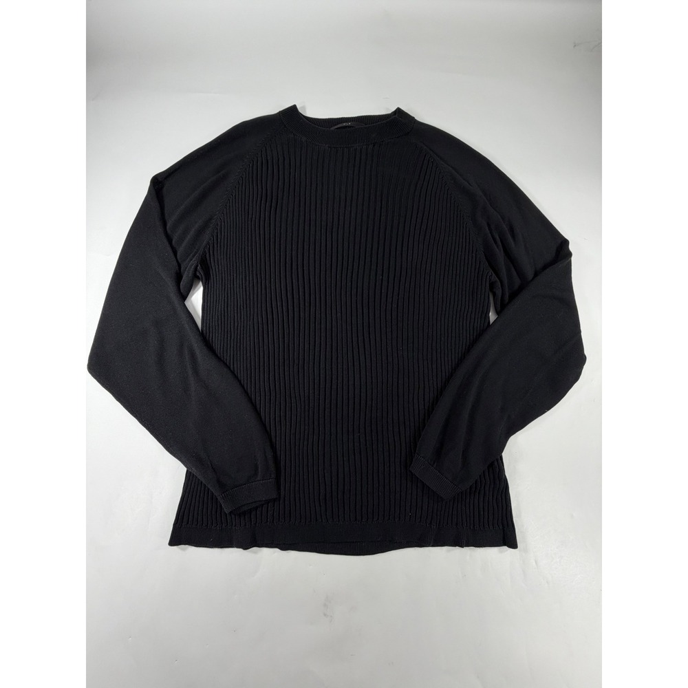 Murano Mens XL Black 100% Silk Ribbed Raglan Long Sleeve Crewneck Sweater
